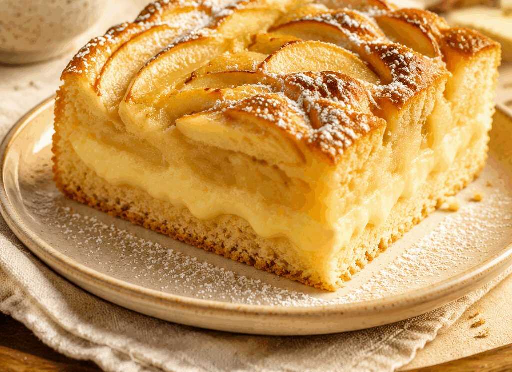 Apfelkuchen mit Vanillepudding