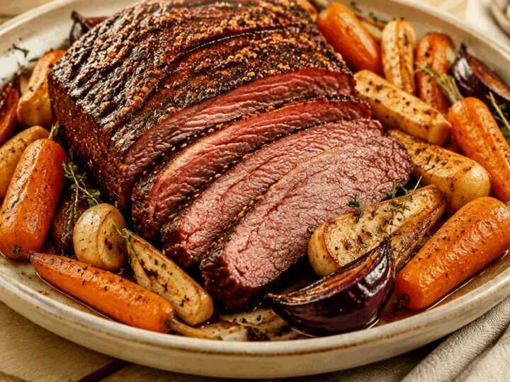 Unwiderstehliches Corned Beef Brisket mit geröstetem Gemüse: Ein Fest für die Sinne!