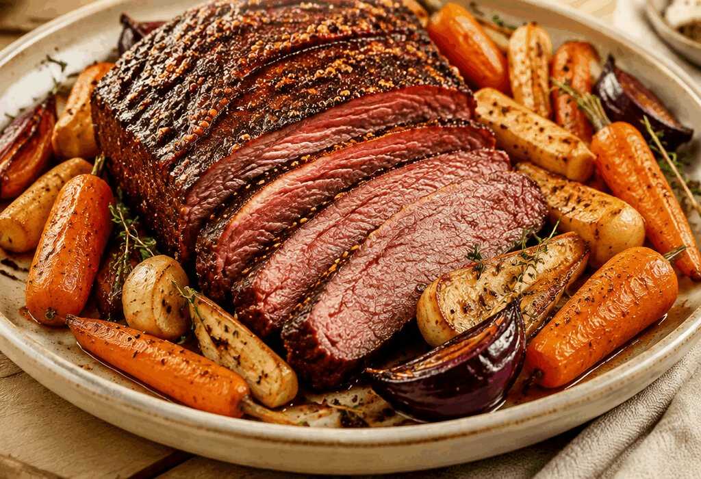 Unwiderstehliches Corned Beef Brisket mit geröstetem Gemüse: Ein Fest für die Sinne!