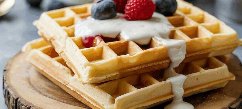 Vanille Waffeln mit Joghurt in nicht mehr als 5 Minuten zubereitet