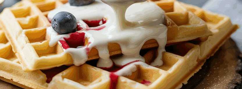 Vanille Waffeln mit Joghurt in nicht mehr als 5 Minuten zubereitet – so sieht es fertig aus