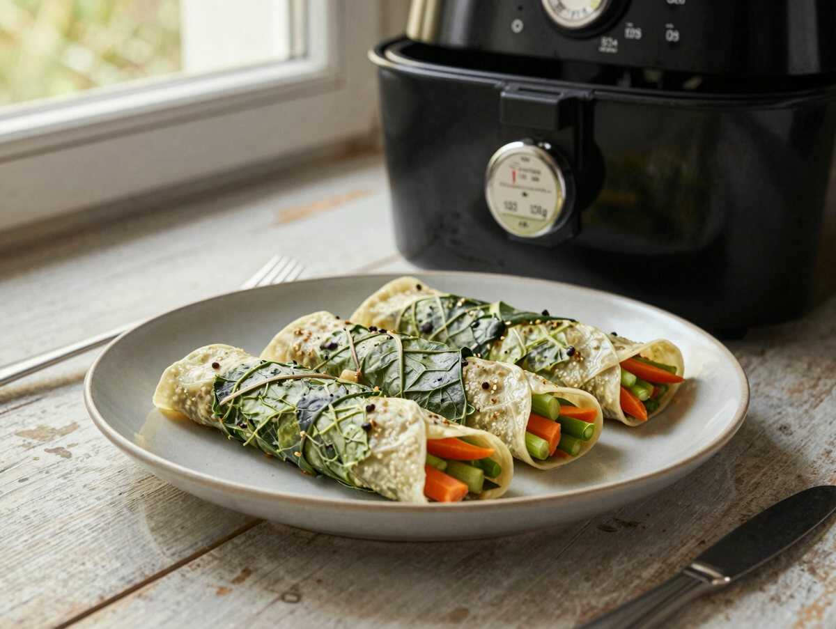 Vegane Frühlingsrollen aus dem Airfryer – während der Zubereitung