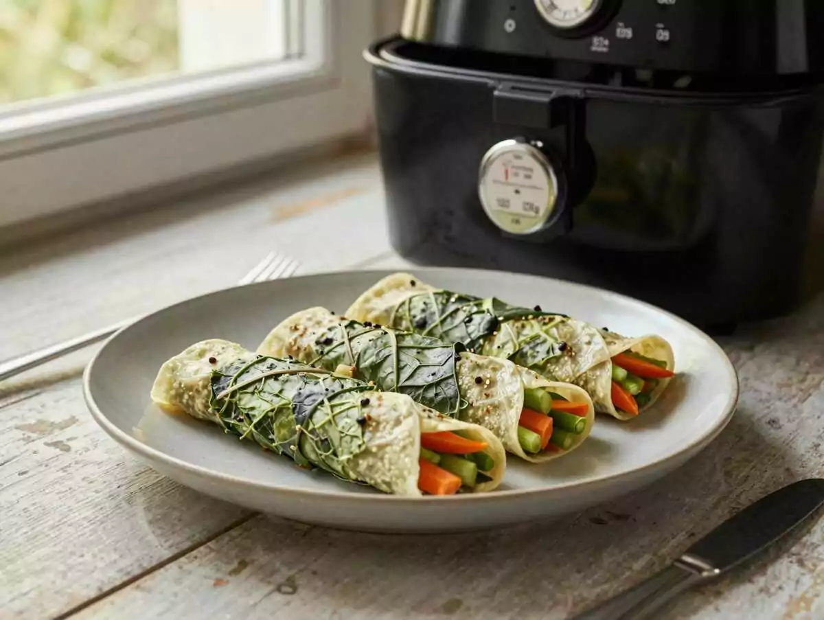 Vegane Frühlingsrollen aus dem Airfryer – während der Zubereitung