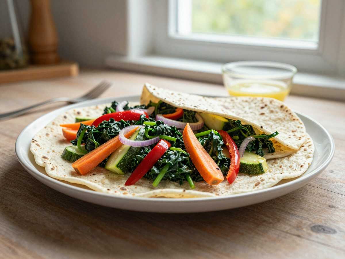 Vegane Wrap-Füllung mit Gemüse – während der Zubereitung