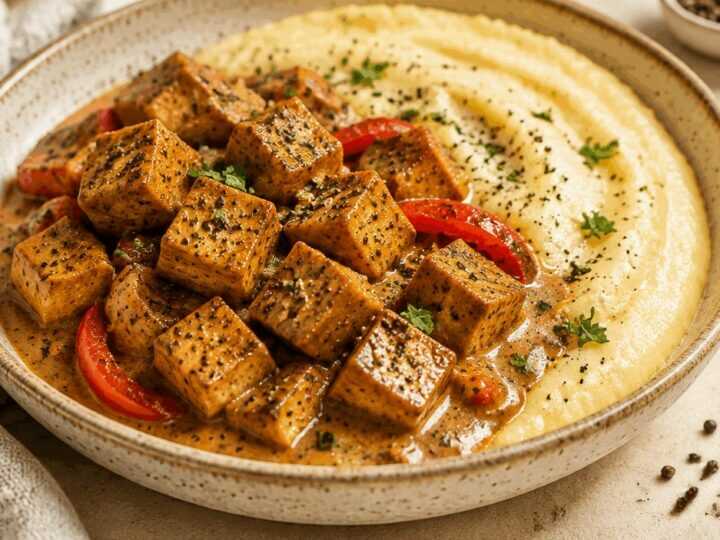 Veganes Pfeffer-Tofu mit cremigem Käsegrieß: Der ultimative Genussmoment!