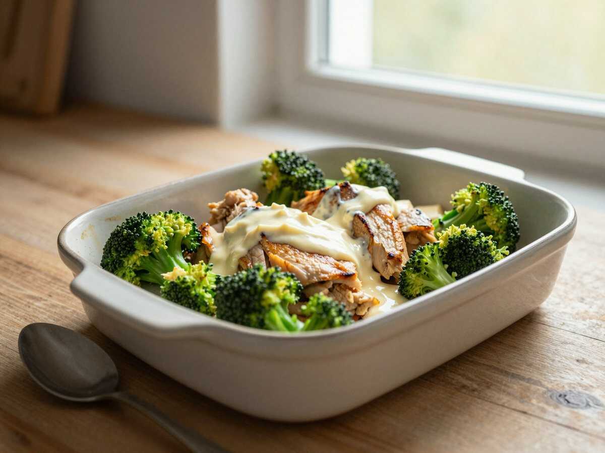 Verführerisch Cremiges Low-Carb-Hähnchen Divan für Kuschelige Abende – während der Zubereitung