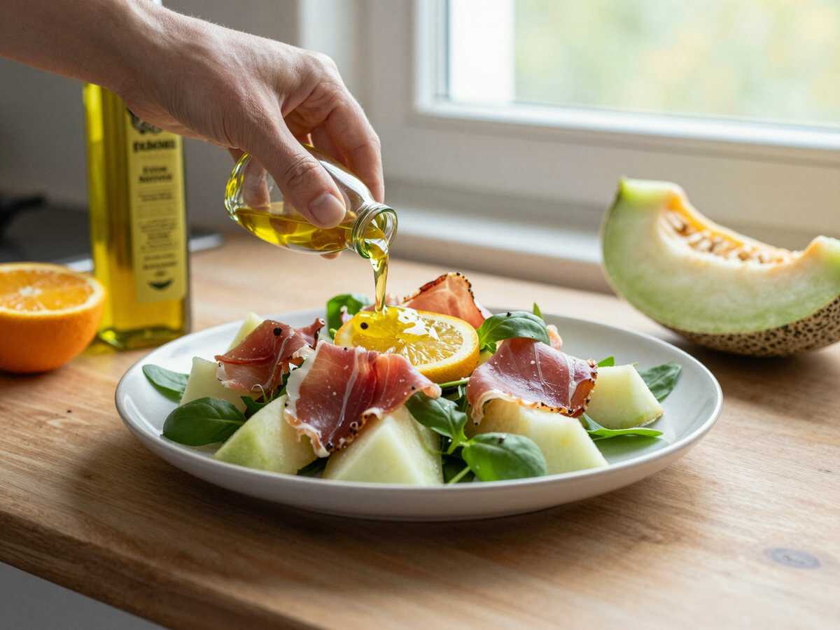 Verführerischer Prosciutto-Melonen-Salat: Die perfekte Sommerfreude, die Sie nicht verpassen sollten! – während der Zubereitung