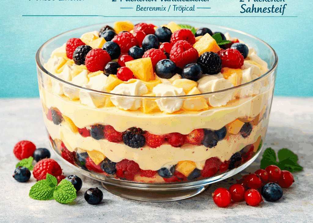 Eierlikör-Dessert mit Früchten