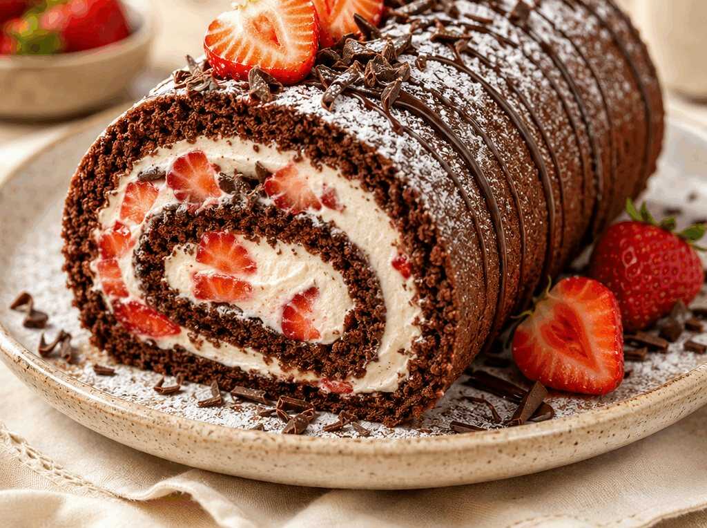 Verführerisches Rezept: Die unwiderstehliche Schoko-Erdbeer-Rolle entdecken!