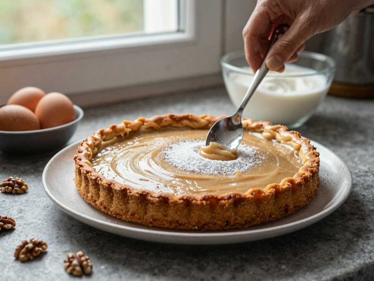 Verführerisches Rezept für eine unwiderstehliche Kaffee-Nuss-Torte – während der Zubereitung