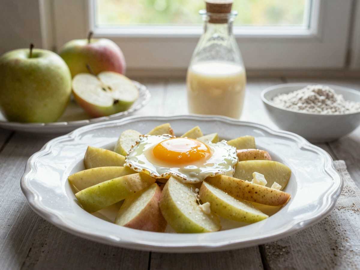 Verführerisches Rezept: Schweizer Apfelkuchen mit cremigem Pudding – während der Zubereitung