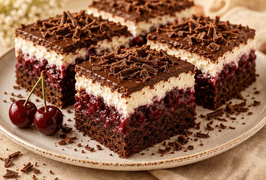 Verlockende Sauerkirsch-Quark-Schokoschnitten, die man probieren muss!