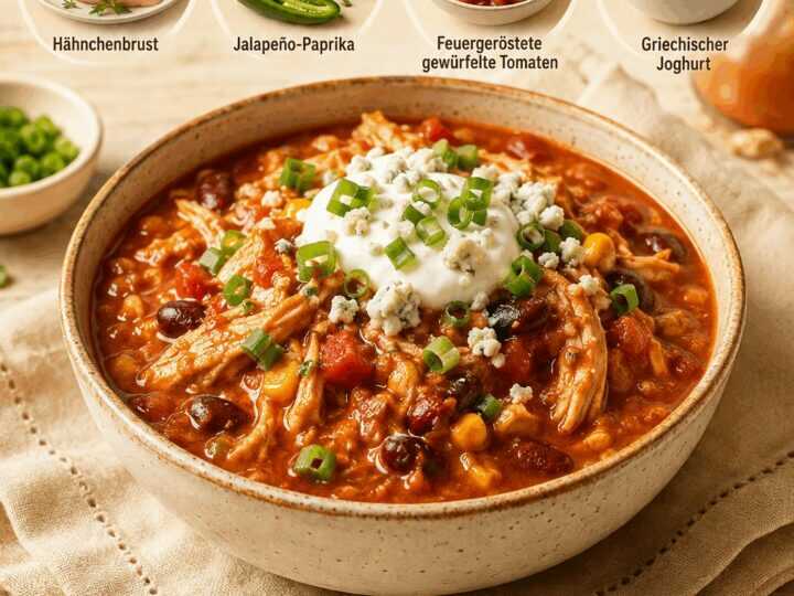 Verlockendes Buffalo Chicken Chili aus dem Crockpot – perfekt für gemütliche Abende!