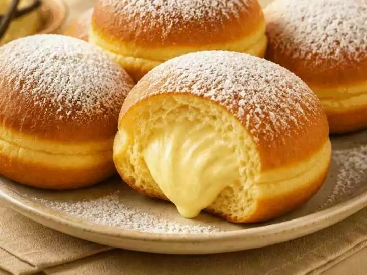 Berliner Pfannkuchen mit Vanillecreme