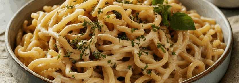 Vermischen Sie 300 g Spiralnudeln mit 300 g Salatcreme fur den Salat – so sieht es fertig aus