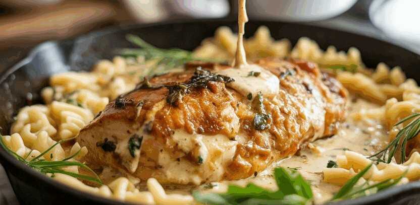 Voll lecker, Hähnchenfilet in cremiger Knoblauchsauce