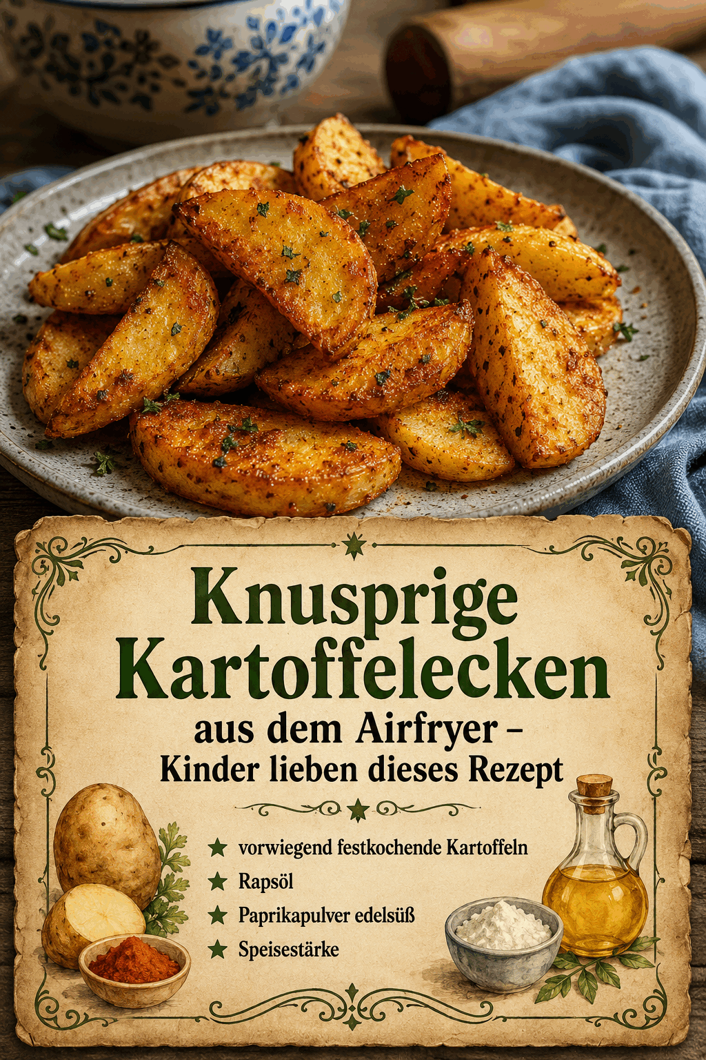 Knusprige Kartoffelecken aus dem Airfryer – Kinder lieben dieses Rezept