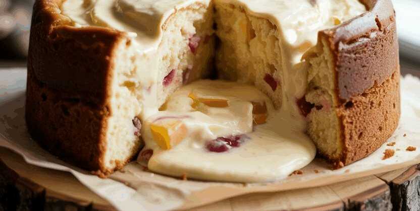 Weihnachtlicher 10 Minuten Quark Schneekuchen mit Pudding