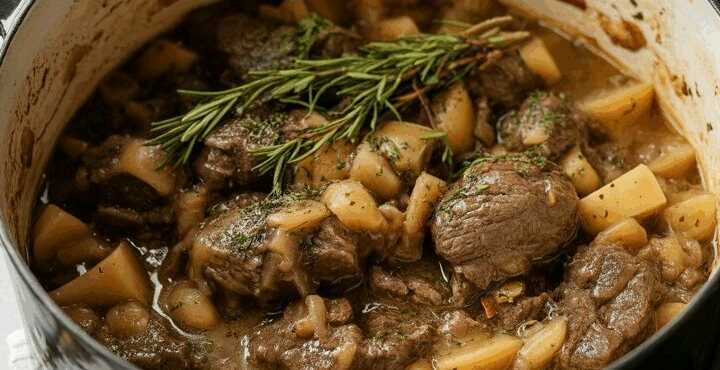 Weihnachts Schmorbraten mit 1 kg Rindfleisch und Knoblauch!