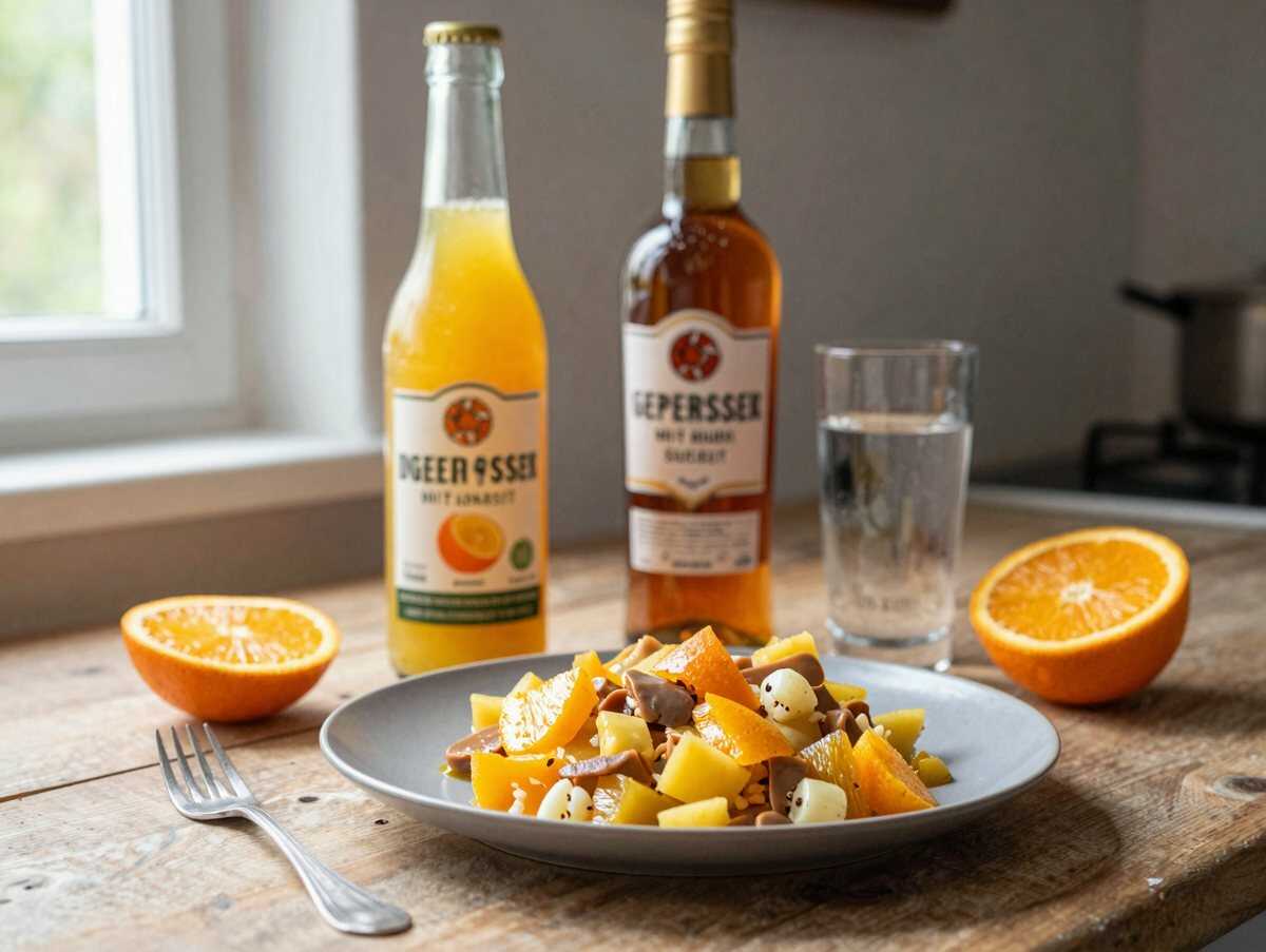 Weihnachtslikör mit Rum und 450 ml Orangensaft, der ist ein Muss! – während der Zubereitung