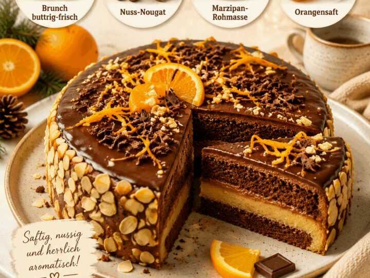 Winterlicher Genuss: Nougat-Orangen-Marzipan-Kuchen mit Brunch buttrig-frisch – Ein unwiderstehliches Rezept!