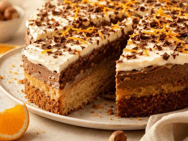 Winterliches Rezept für einen unwiderstehlichen Nougat-Orangen-Marzipan-Kuchen mit Brunch buttrig-frisch