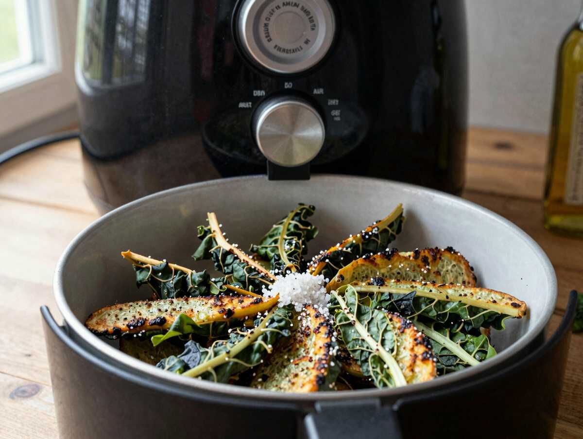Wirsingchips mit Meersalz aus dem Airfryer: einmal probiert, immer wieder gemacht – während der Zubereitung