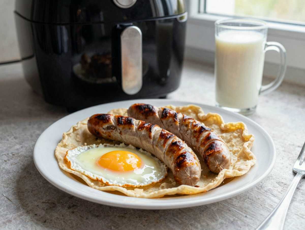 Würstchen im Schlafrock aus dem Airfryer – mit Zutaten, die du sowieso zu Hause hast – während der Zubereitung