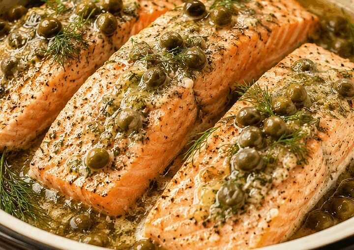Zarte Lachsfilets aus dem Crockpot mit Dillbutter & Kapern – Unwiderstehlich Lecker!