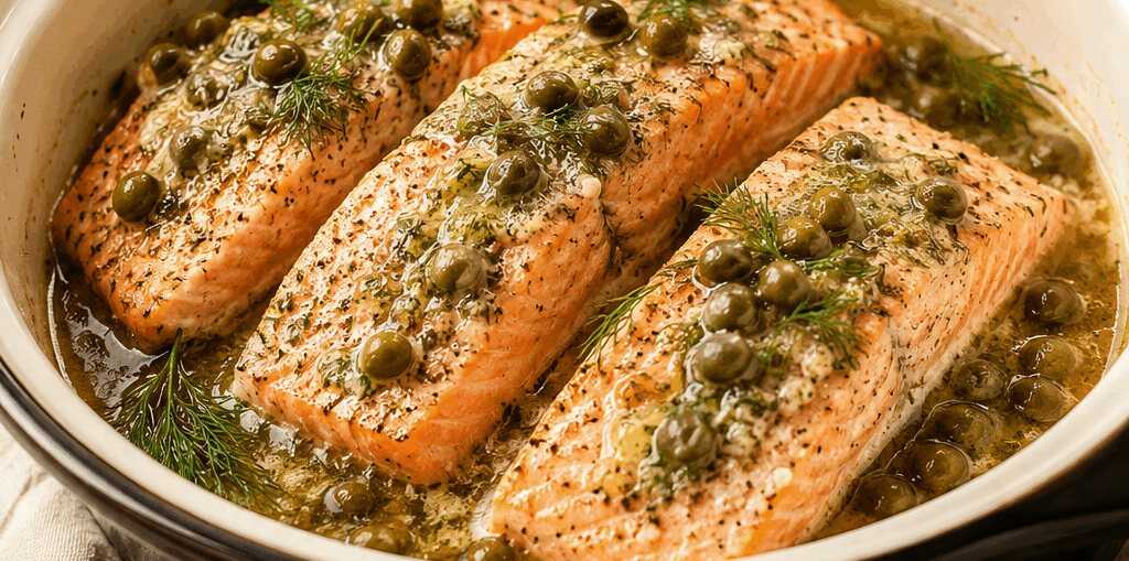 Zarte Lachsfilets aus dem Crockpot mit Dillbutter & Kapern – Unwiderstehlich Lecker!
