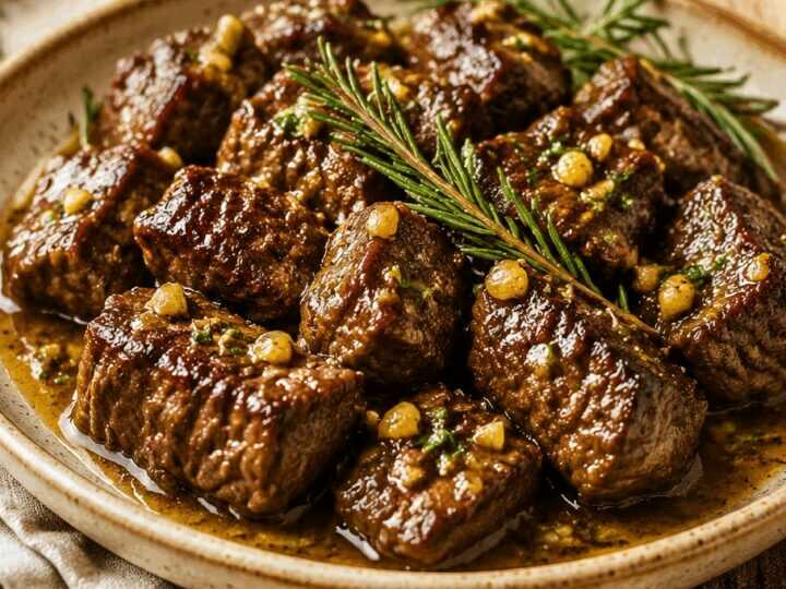 Zarte Rindfleisch-Happen aus dem Crockpot mit Knoblauchbutter und Rosmarin – Ein Fest für die Sinne!