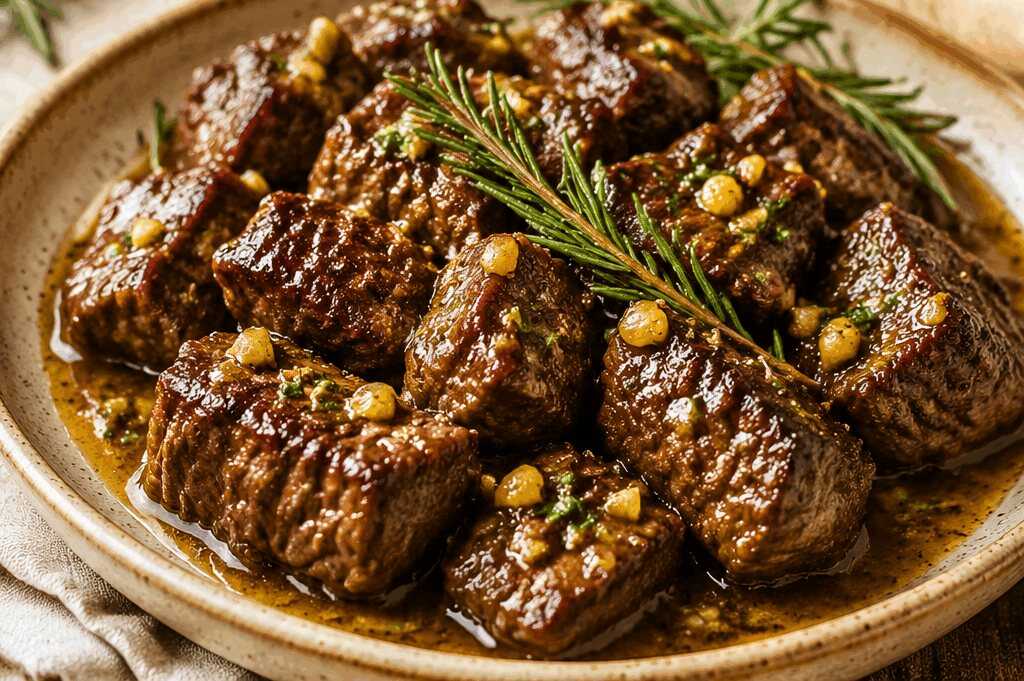 Zarte Rindfleisch-Happen aus dem Crockpot mit Knoblauchbutter und Rosmarin – Ein Fest für die Sinne!