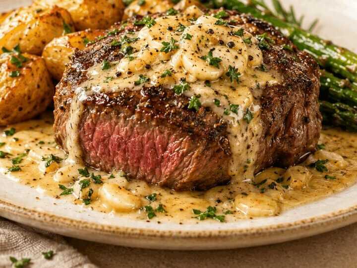 Zartes Rinderfilet mit Knoblauch-Butter-Sauce, das auf der Zunge zergeht – Ein Genuss-Erlebnis!