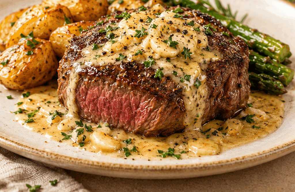 Zartes Rinderfilet mit Knoblauch-Butter-Sauce, das auf der Zunge zergeht – Ein Genuss-Erlebnis!