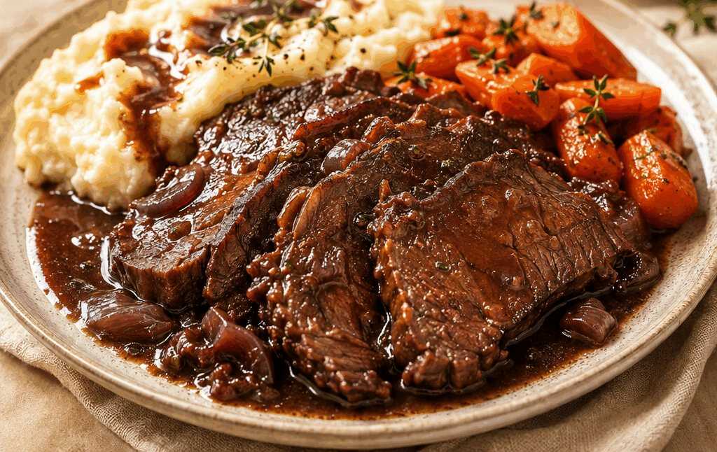 Zartes Rotwein-Schmorbraten-Erlebnis für gemütliche Runden entdecken!