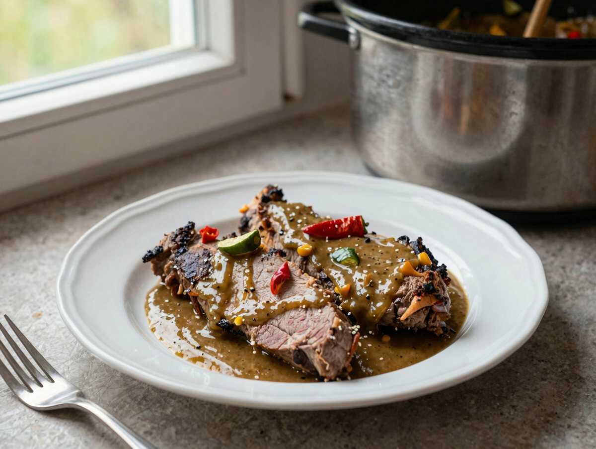 Zartestes Barbacoa-Rindfleisch aus dem Crockpot: Ein Genuss für unwiderstehliche Tacos! – während der Zubereitung
