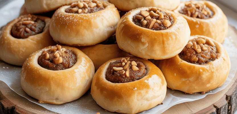 Zimt Nuss Schnecken mit 400 g Mehl in 20 Minuten zubereitet – so sieht es fertig aus