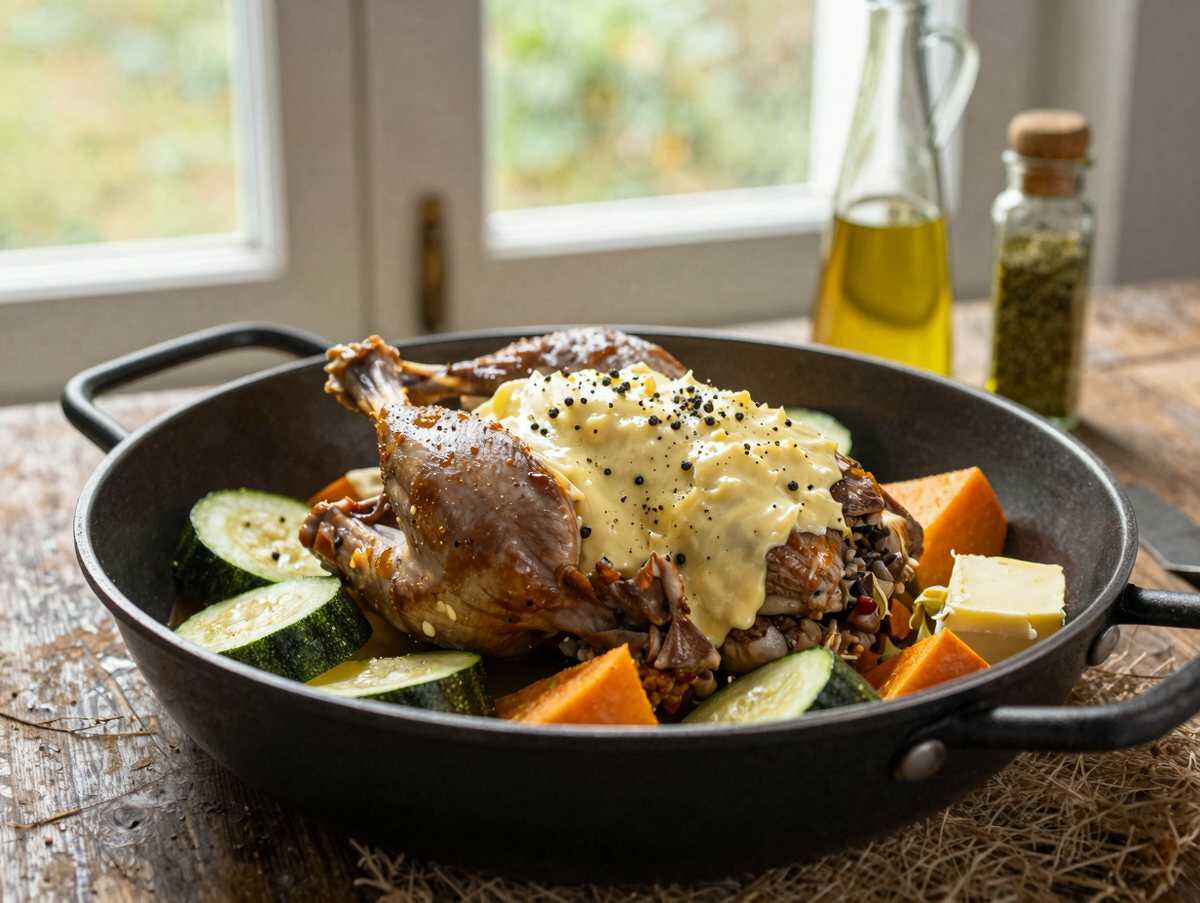 Zitronenhähnchen mit Parmesan, Zucchini und Kürbis: Ein Gaumenschmaus, den du nicht verpassen willst! – während der Zubereitung