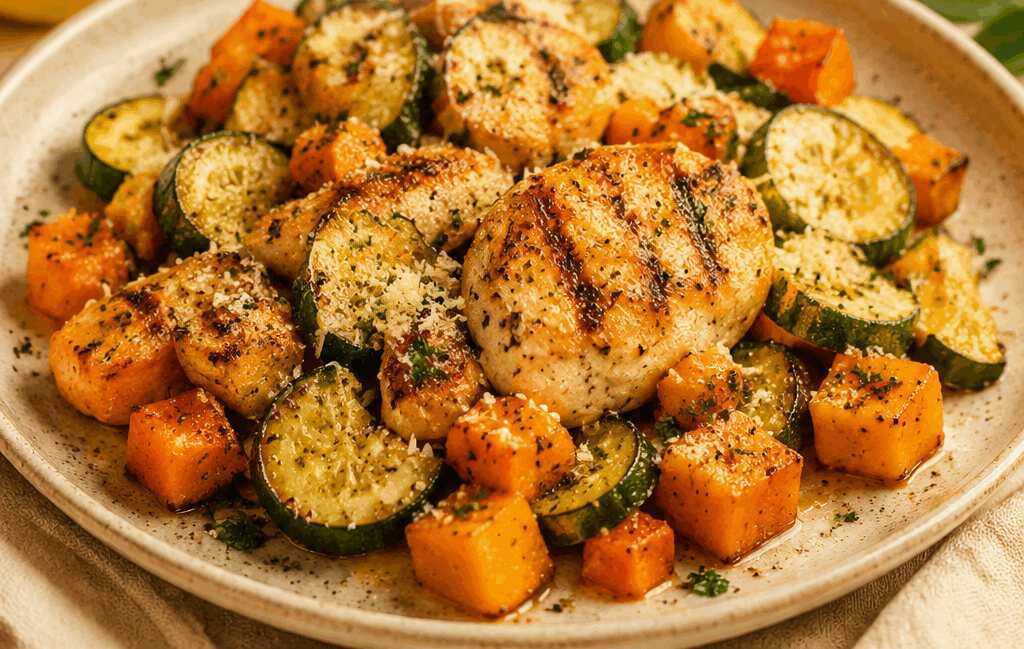 Zitronen-Parmesan-Hähnchen mit Zucchini und Kürbis: Ein Geschmacksabenteuer!