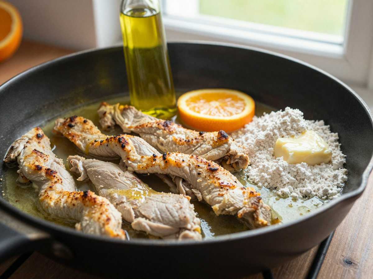 Zitronige Hähnchenstreifen aus der Pfanne: Ein spritziges 30-Minuten-Highlight! – während der Zubereitung