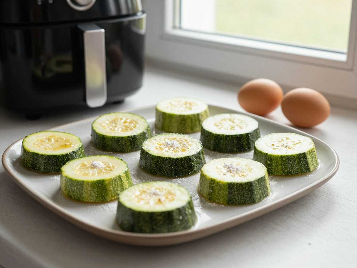 Zucchini-Puffer ohne Frittieren aus dem Airfryer – das schnelle Abendessen für stressige Tage – während der Zubereitung
