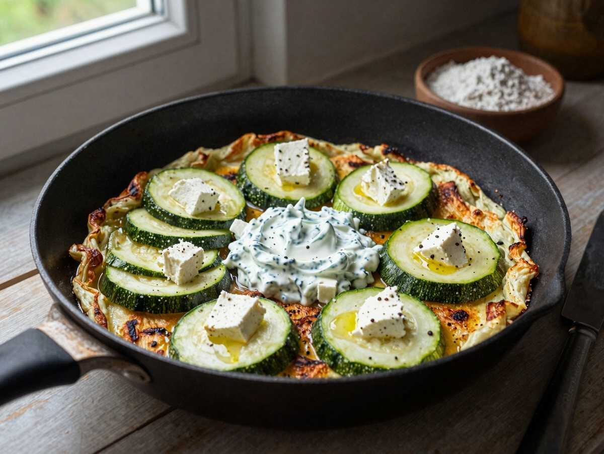 Zucchinipuffer mit Feta Knoblauch und Tzatziki in 15 Minuten – während der Zubereitung