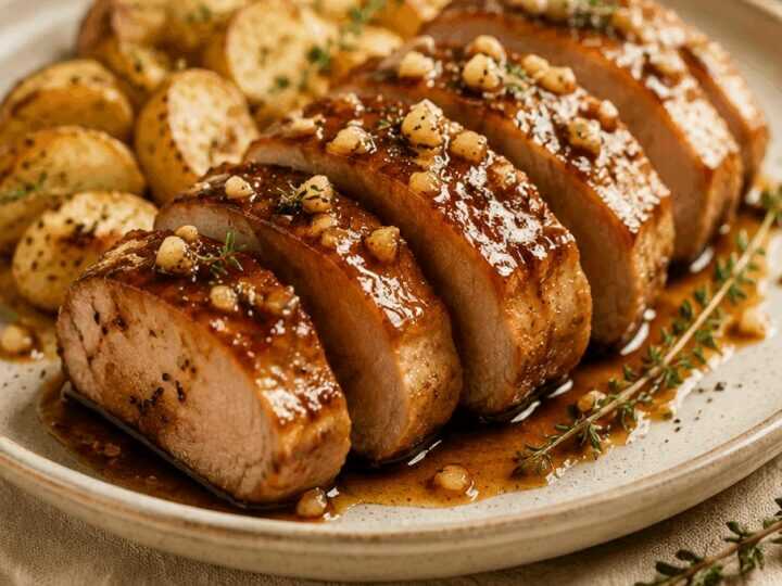 Zum Genießen: Zartes Schweinefilet von der Insel mit süßer Knoblauchglasur