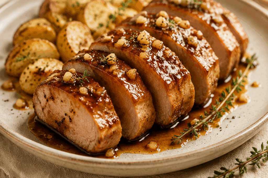 Zum Genießen: Zartes Schweinefilet von der Insel mit süßer Knoblauchglasur