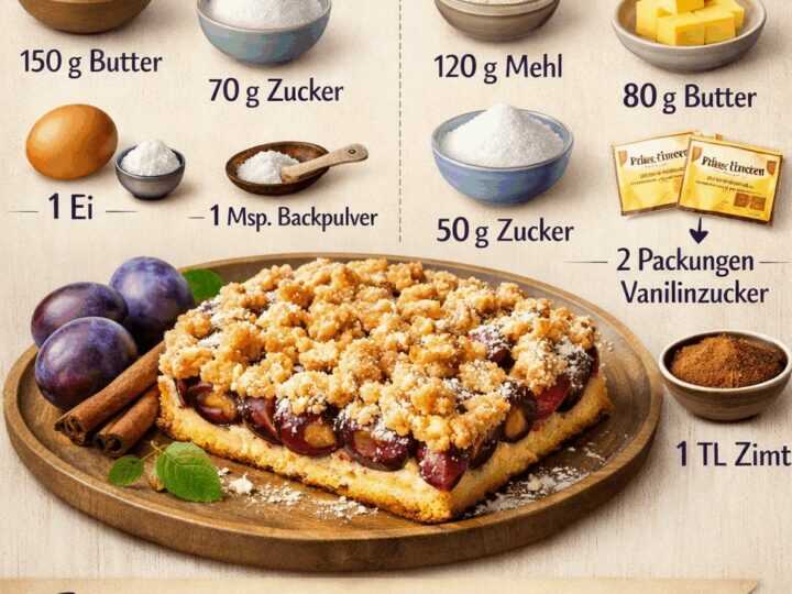 Zwetschgenkuchen: In nur 5 Minuten zum himmlischen Zimtstreusel-Genuss!