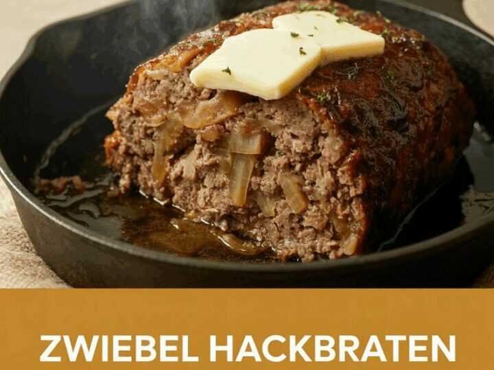 Zwiebel-Hackbraten aus Rind und Schwein mit Dijon-Glasur