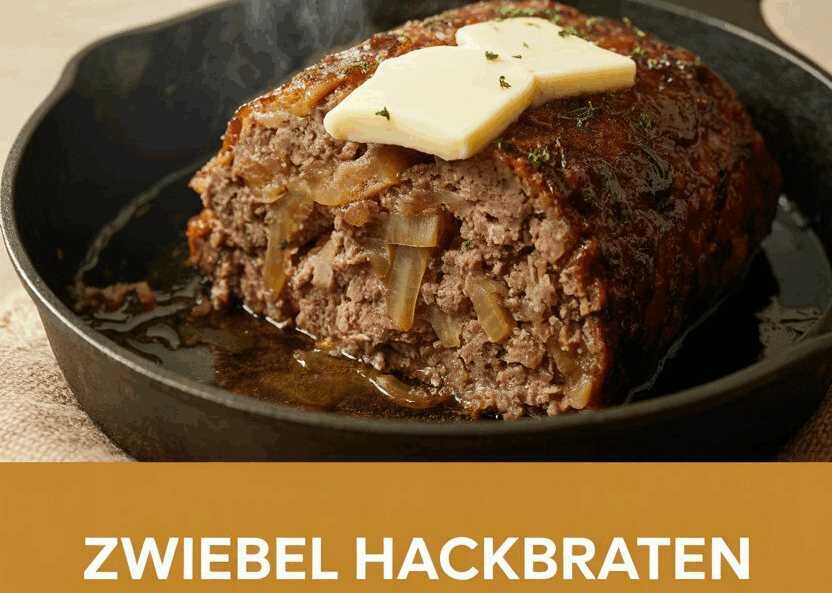 Zwiebel-Hackbraten aus Rind und Schwein mit Dijon-Glasur