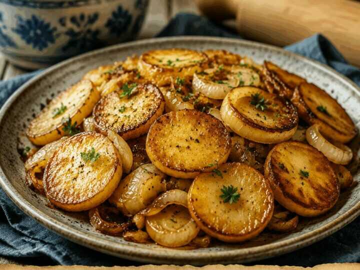 Zwiebelkartoffeln aus der Pfanne, der Geheimtipp aus Omas Rezeptbuch
