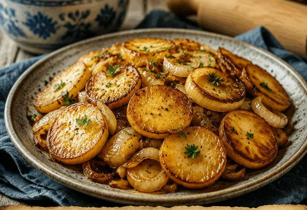 Zwiebelkartoffeln aus der Pfanne