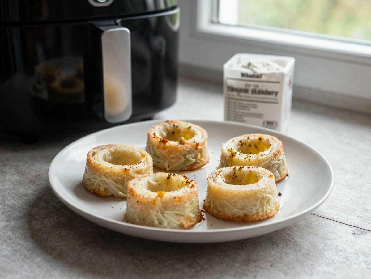 Zwiebelringe im knusprigen Teigmantel aus dem Airfryer – perfekt als Beilage zum Grillabend – während der Zubereitung